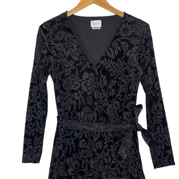 ANTHROPOLOGIE Saylor The Rebecca Black Velvet Floral Burnout Romper - Picture 3 of 6